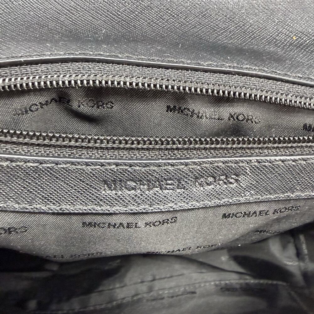 Michael Kors Ava Black Leather and Rhinestone Crossbody Satchel Purse - Picture 8 of 12